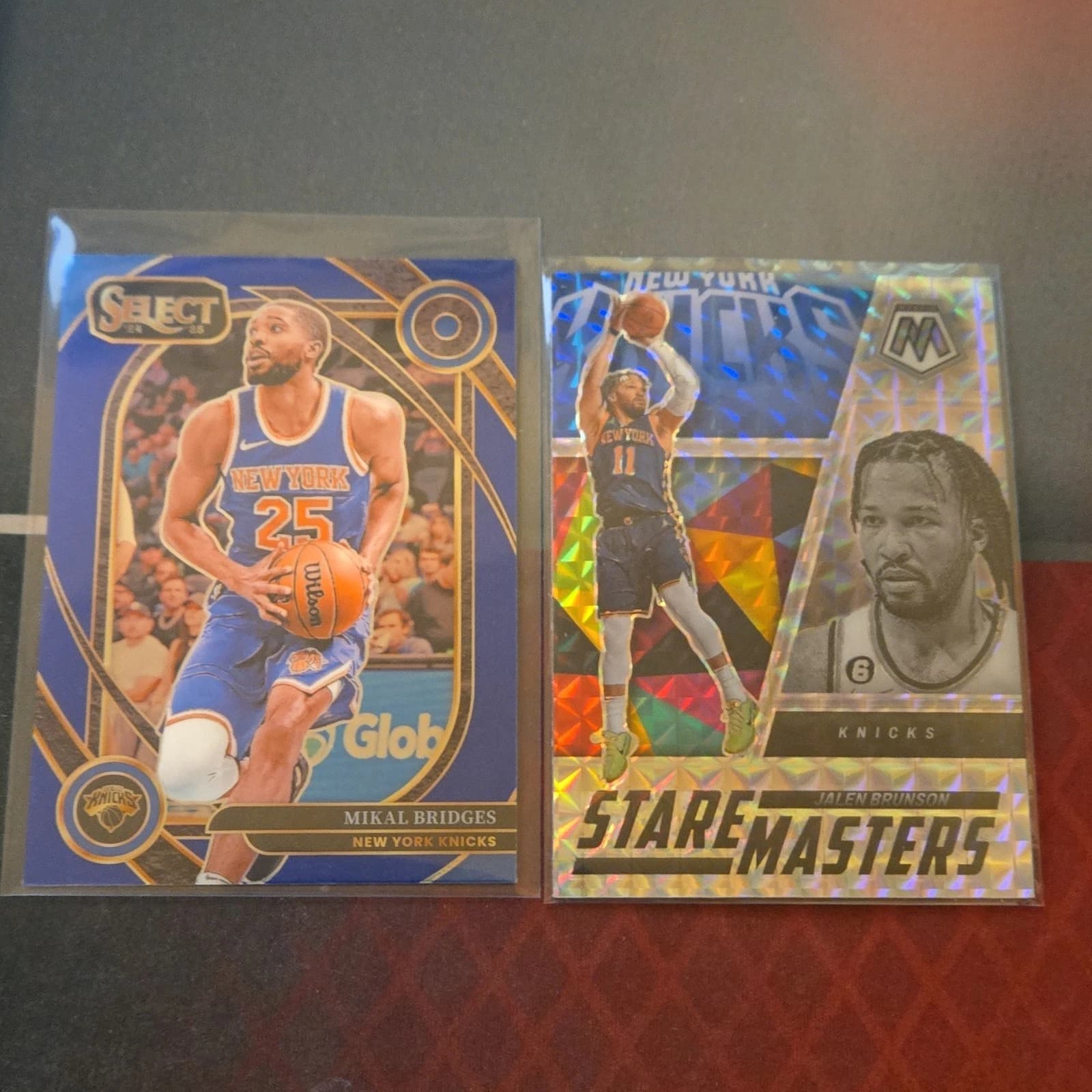 Panini 2024-25 Knicks 2-Card Lot Select Mikal Bridges + Mosaic Brunson